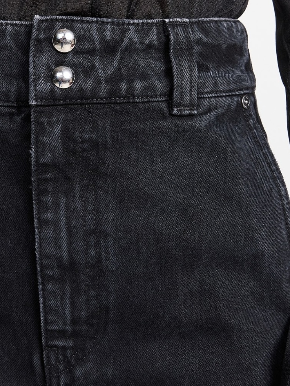 Khaite Isla Paneled High Rise Wide Leg Jeans 31 Black Rigid Heavyweight Denim - Picture 5 of 15